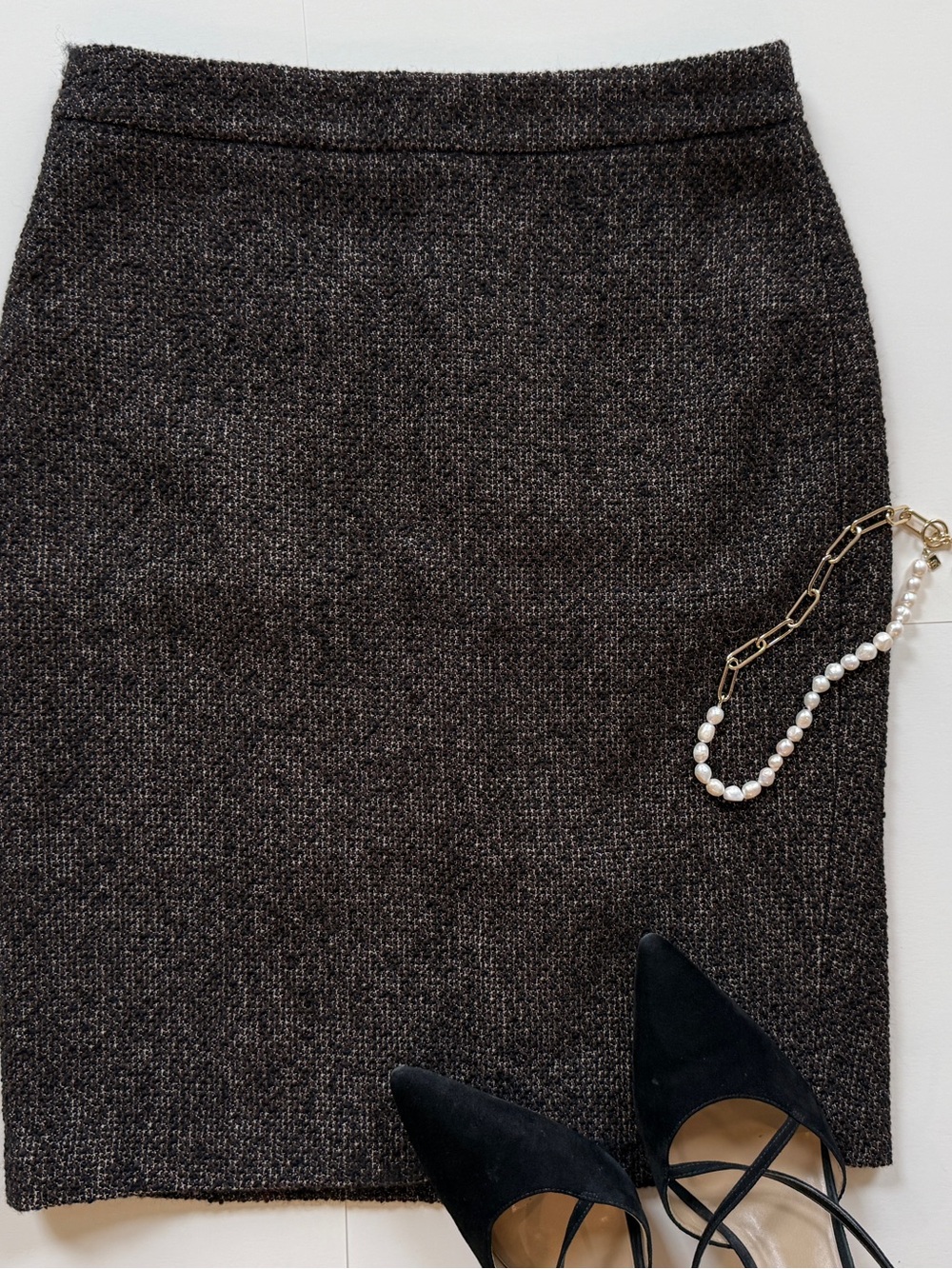 Ann Taylor Brown and Black tweed Pencil Skirt - Classic Wool blend, lined.